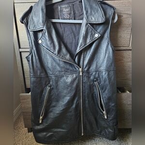 Zara Trafulac Lambskin Leather Sleeveless Jacket